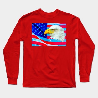 Bald Eagle over the Stars and Stripes Long Sleeve T-Shirt